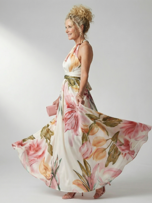 Andrea | Floral Halter Maxi Dress