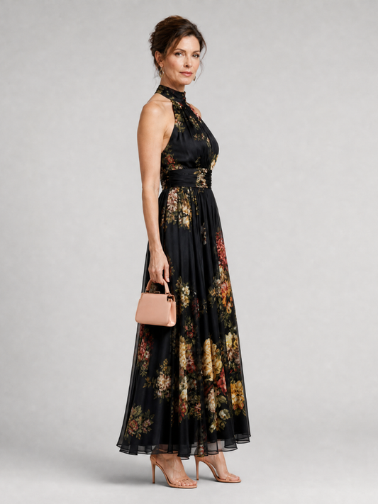 Beverly | Floral Halter Neck Midi Dress