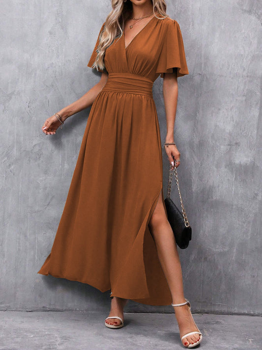 Beverly | Wrap V-Neck Maxi Dress with Side Slit