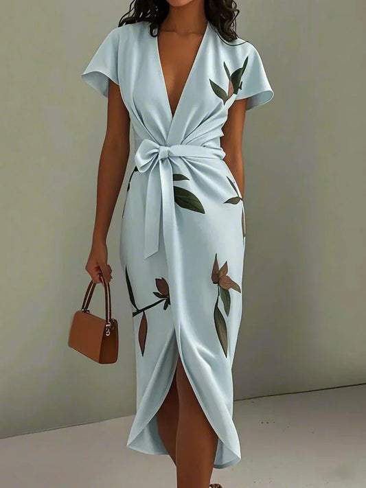 Carol | Floral Wrap Midi Dress with Tulip Hem