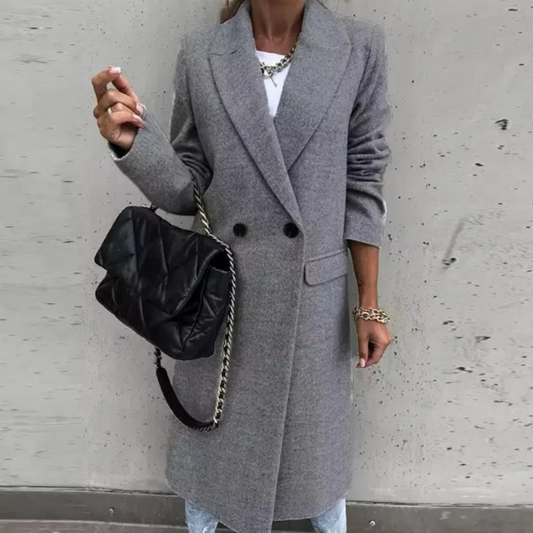 Christine | Wool Blend Double Breasted Long Coat