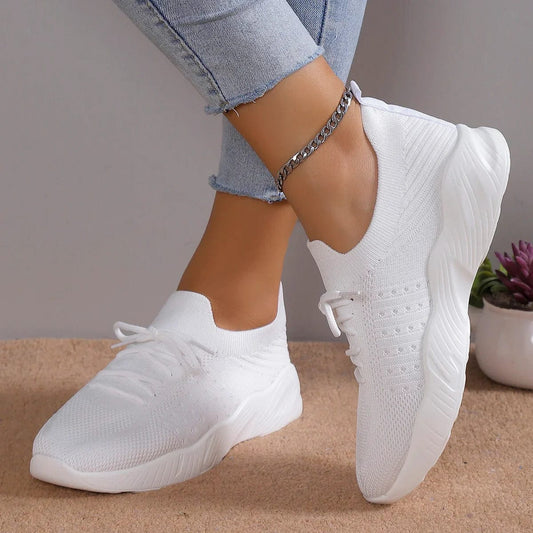 Deborah | Knit Lace-Up Chunky Sole Sneakers