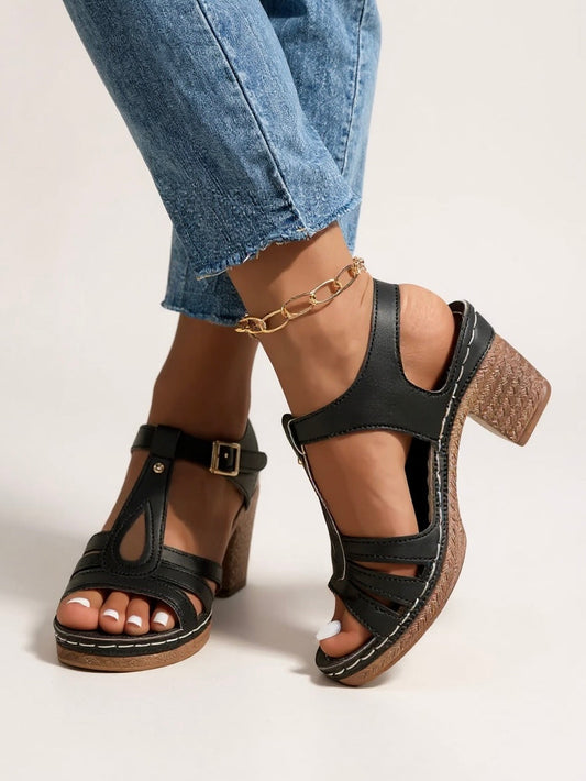 Diane | Block Heel Buckle Strap Sandals