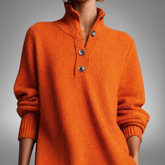 Jennifer | Relaxed Knit Sweater Dress with Polo Collar