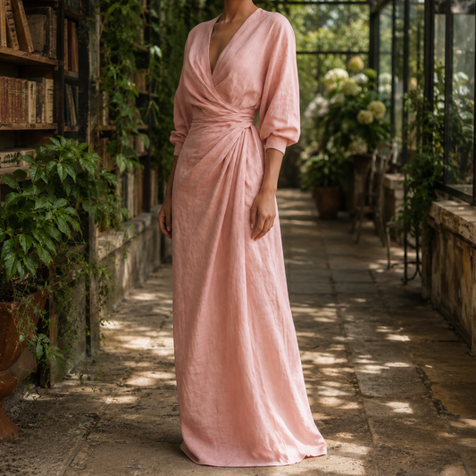 Marie | Linen Wrap Maxi Dress
