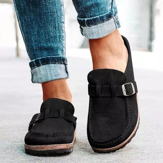 Melissa | Buckle Strap Suede Platform Mules