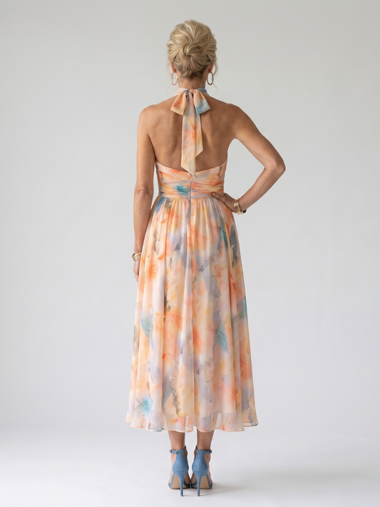 Paula | Floral Halter Neck Midi Dress