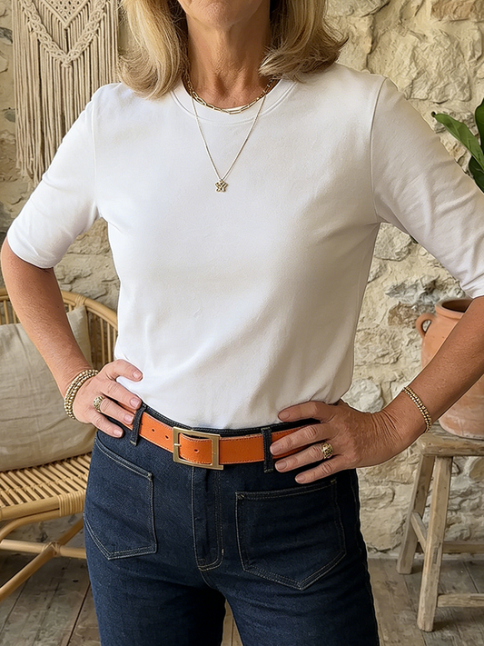 Renee | Crew Neck Half Sleeve Cotton T Shirt