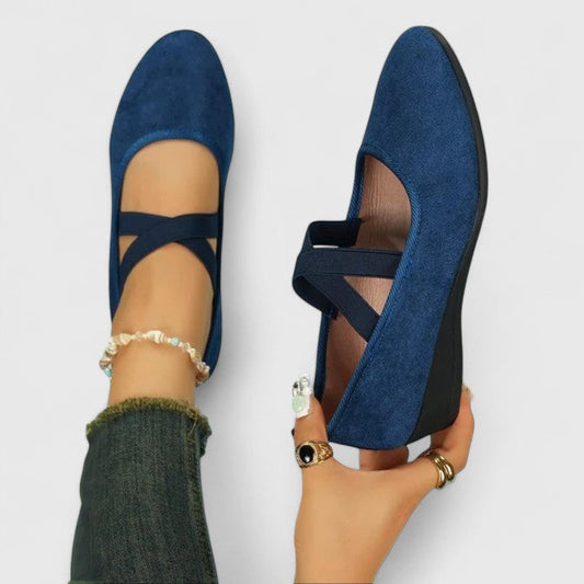 Sandra | Crisscross Ankle Strap Ballet Flats