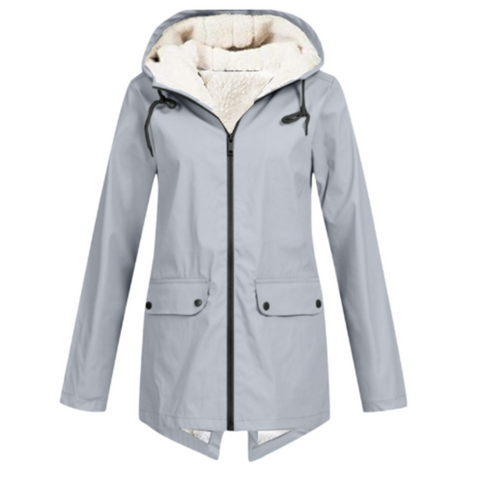 Sarah | Hooded Rain Jacket with Sherpa Lining