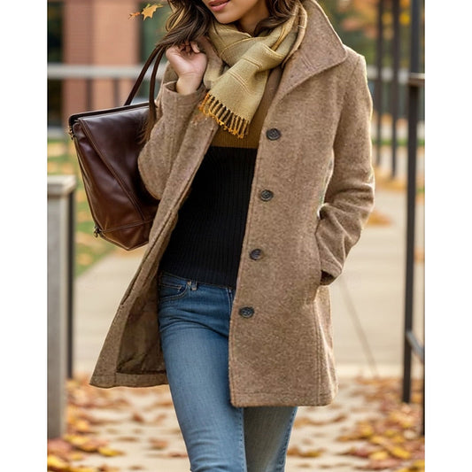 Wanda | Classic Longline Wool Coat with Button Front