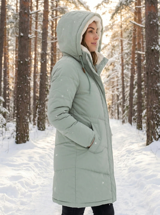 Women's Elegant Quilted Hooded Parka
