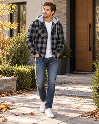 Alan | Hooded Buffalo Check Flannel Shacket