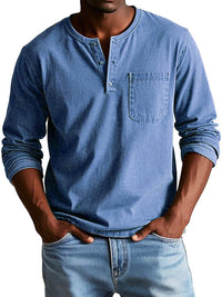 Albert | Classic Denim Henley Shirt with Chest Pocket
