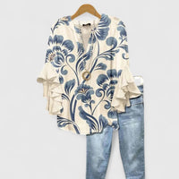 Alice | Floral Print Blouse with Ruffled Sleeves