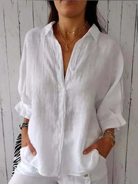 Amanda | Oversized Linen Blouse With Long Sleeves