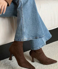 Amanda | Pointed Toe Suede Kitten Heel Ankle Boots