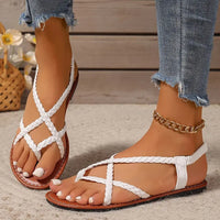 Amy | Braided Crisscross Flat Sandals