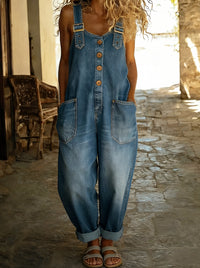 Andrea | Denim Wide-Leg Jumpsuit With Front Pockets