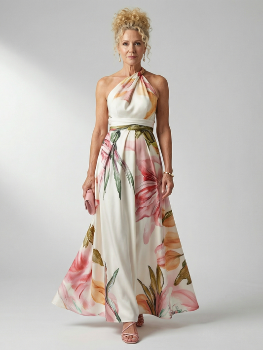 Andrea | Floral Halter Maxi Dress