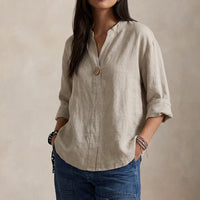 Angela | Relaxed V-Neck Linen Blouse