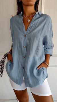 April | Oversized Pleated Button-Up Shirt