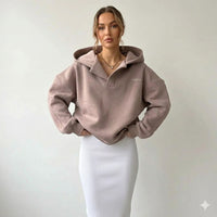 Barbara | Oversized Fleece Hoodie with Crossover Collar
