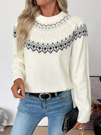 Betty | Fair Isle Cable Knit Crew Neck Sweater