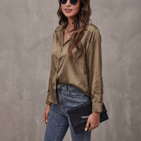 Betty | Satin Collared Button-Up Blouse