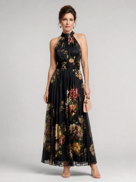 Beverly | Floral Halter Neck Midi Dress