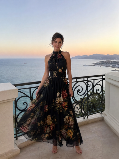 Beverly | Floral Halter Neck Midi Dress