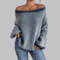 Bonnie | Off-Shoulder Striped Knit Sweater