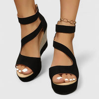 Bonnie | Platform Wedge Sandals with Crisscross Ankle Strap