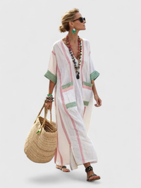 Bonnie | Striped V-Neck Bohemian Maxi Dress