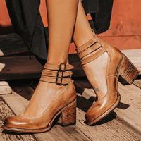 Brenda | Buckle Strap Block Heel Ankle Boots