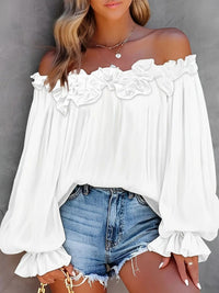 Brenda | Off Shoulder Ruffle Detail Blouse with Long Sleeves