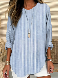 Brenda | Relaxed Striped Crew Neck Blouse