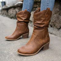 Brenda | Slouchy Western Cowboy Boots with Block Heel