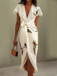 Carol | Floral Wrap Midi Dress with Tulip Hem