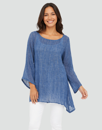 Carol | Oversized Linen Tunic with Long Sleeves and Asymmetric Hem