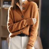 Carol | Refined Knitted Button-Up Cardigan with Stand Collar