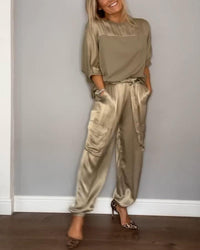 Carol | Satin Cargo Co-Ord Set with Relaxed Fit