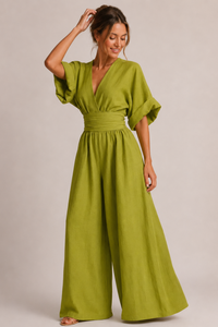 Carol | Wide Leg Wrap Jumpsuit with Belted Waist