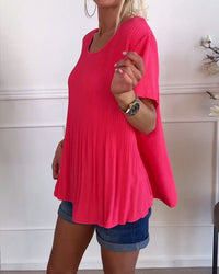 Catherine | Pleated Round Neck Oversized Top