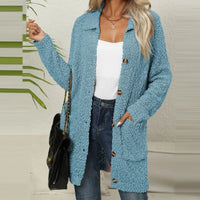 Catherine | Textured Knit Button-Up Cardigan with Patch Pockets