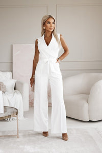 Cathy | Elegant Sleeveless Wide Leg Jumpsuit with Belted Waist