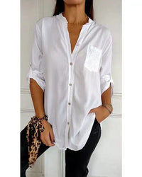 Cathy | Oversized Button-Up Shirt with Lace Pocket