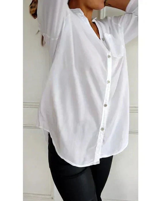 Cathy | Oversized Button-Up Shirt with Lace Pocket