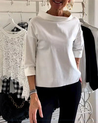 Cheryl | Cowl Neck Top with Three Quarter Sleeves and Relaxed Fit