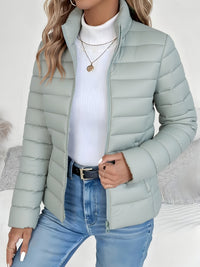 Cheryl | Quilted Puffer Jacket with Stand Collar and Zip Front